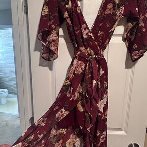 Miss Avenue Burgundy Floral Dress